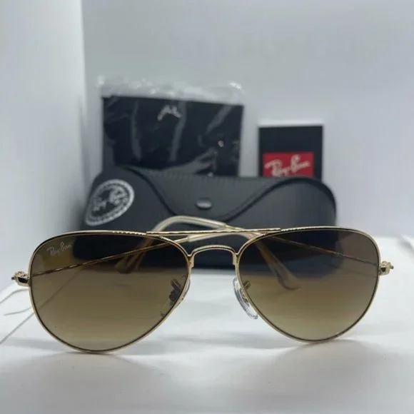 BNWT Authentic Rayban 3025 Gold/Gradient Brown Lens - Picture 7 of 8